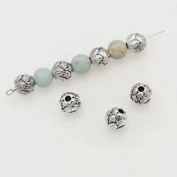30pcs/Lot Retro Antique Metal Lotus Prayer Beads 8x8mm Handmade Bracelets Beading String Zinc Alloy Spacers DIY Jewelry Findings