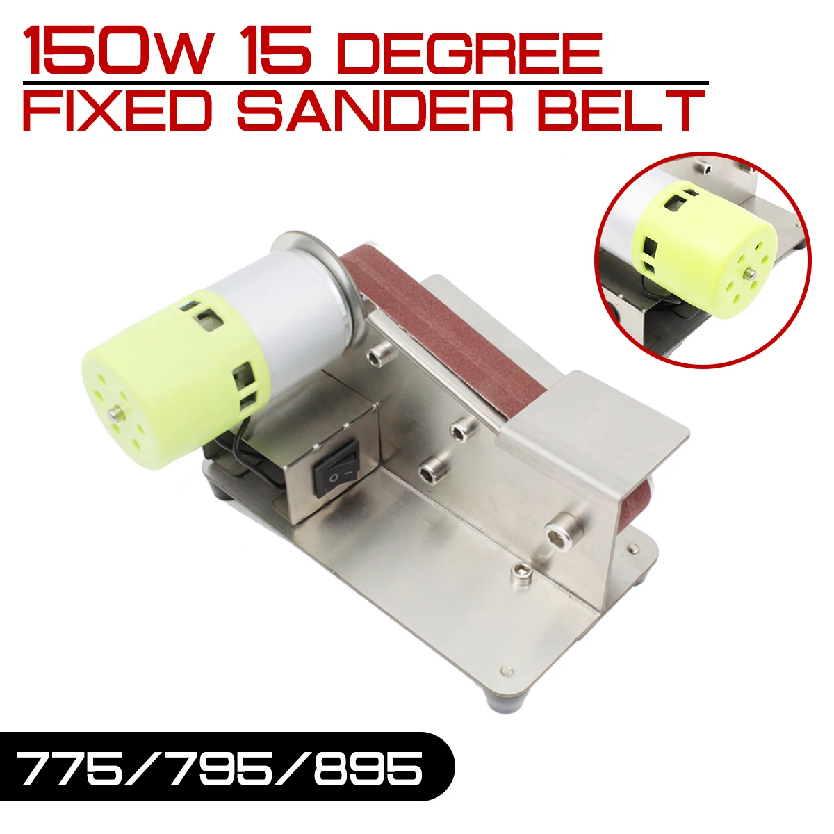 

150W Fixed Sander Belt Machine 15 degree Electric Belt Sander Polishing Grinder Sander Grinding Tool Cutter Edges Sharpener