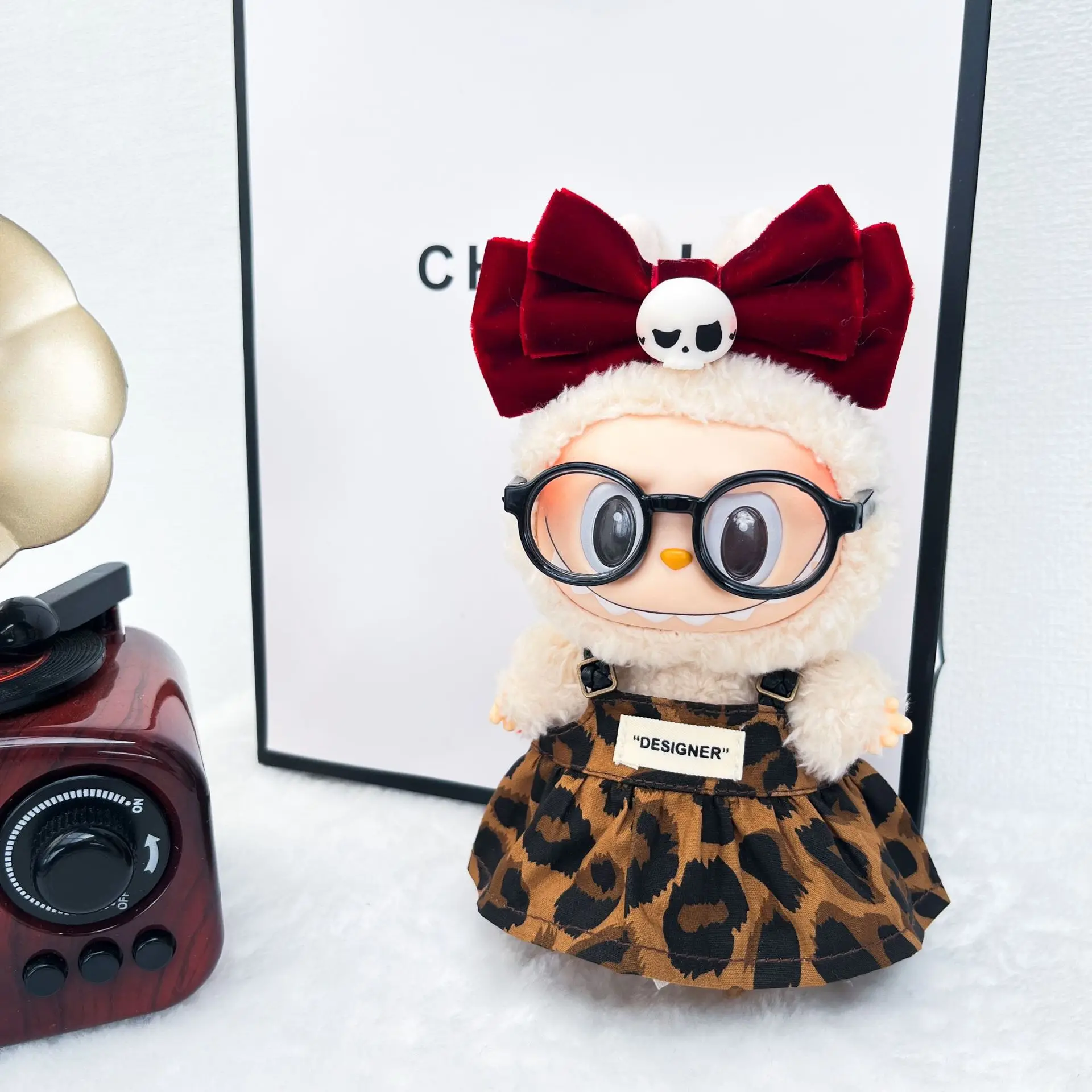 Labubu Doll Leopard Print Clothes Bow Tie Headband Accessories Decoration Mini Strap Skirt Birthday Gift Children'S Toys