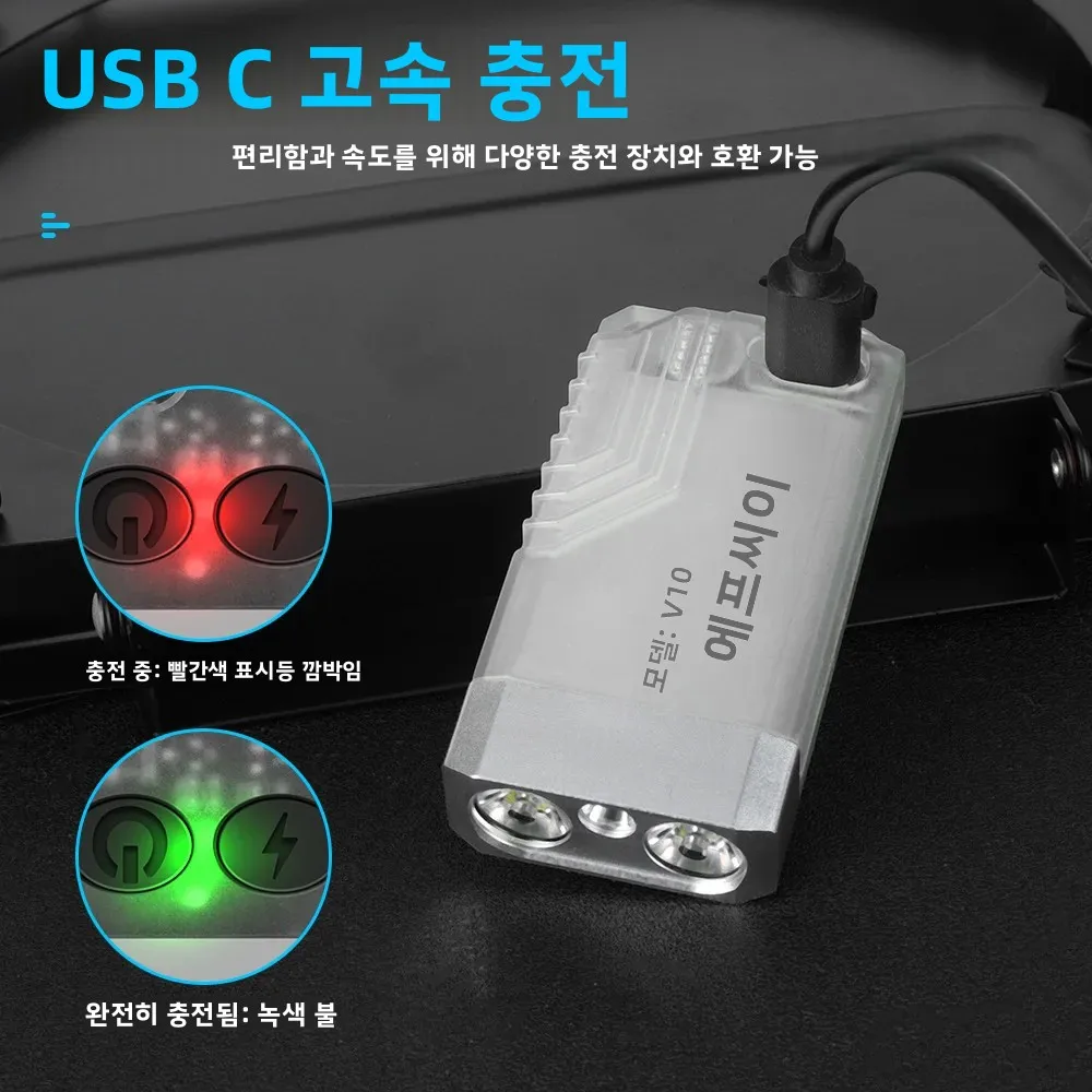 BORUiT V10 EDC Keychain Flashlight Portable Mini Torch Type-C Rechargeable Work Light With Magnet UV Beep Camping Pocket Lantern