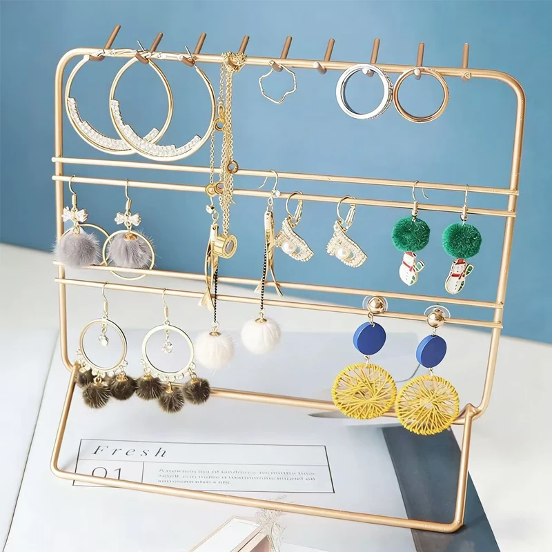 

Подставка для ювелирных изделий, металлическое золотое кольцо, ожерелье, серьги, хранилище ювелирных изделий, резинка для волос, органайзер, держатели, украшение для магазина