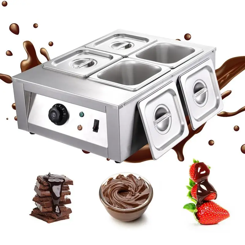 Candy Melting Pot Equipment Adjustable Device Set Electric Chocolate Crucible with 4 Jars Included for Cream Candy Cheese