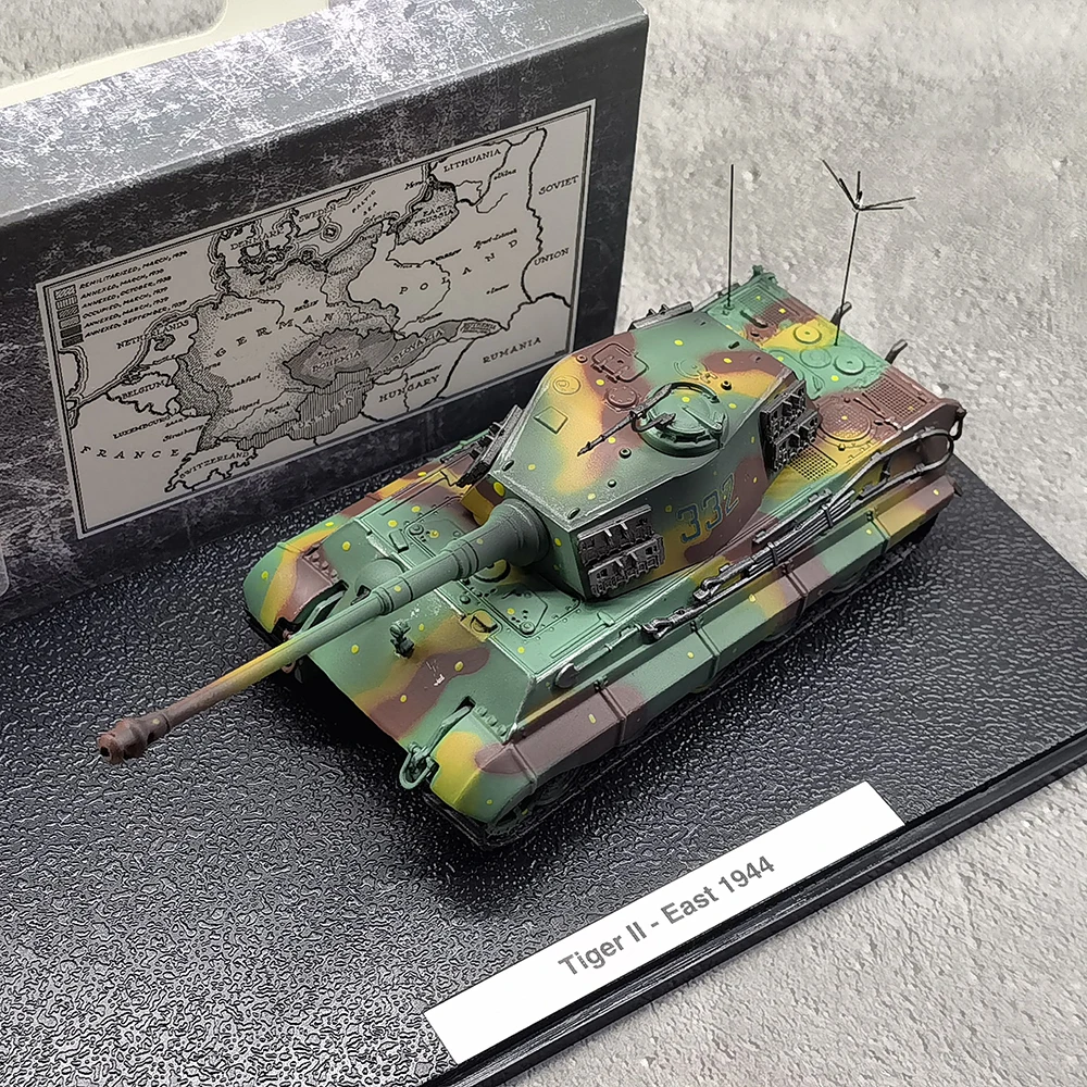 Diecast 1:72 Scale 6 Tiger 2 Old Three Color Camouflage Heavy Tank Alloy Finished Model Collectible Toy Gift Souvenir Display
