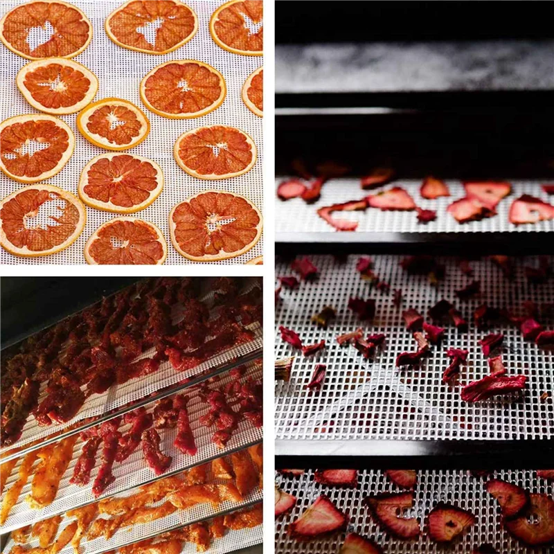 

AA49 Non-Stick Silicone Dehydrator Sheets,Fruit Dehydrator Mats Reusable Steamer Mat Mesh Sheet For Fruit Dryer 40 Pcs