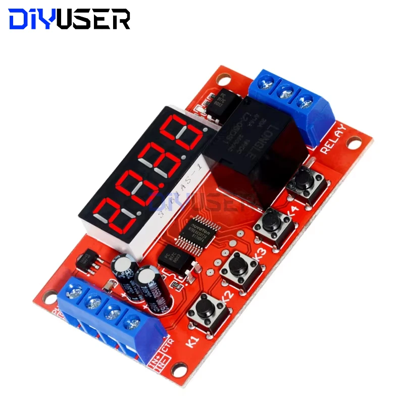 Módulo de relé de atraso de tempo ajustável 5-24v dc 10a interruptor de temporizador digital para bomba de motor luz led arduino controle industrial