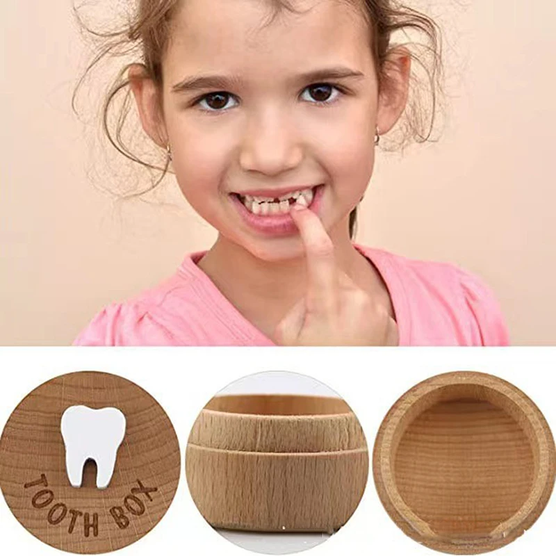 

1Pcs Wooden Baby Tooth Storage Box Durable Milk Teeth Organizer With Lid Keepsake Gift