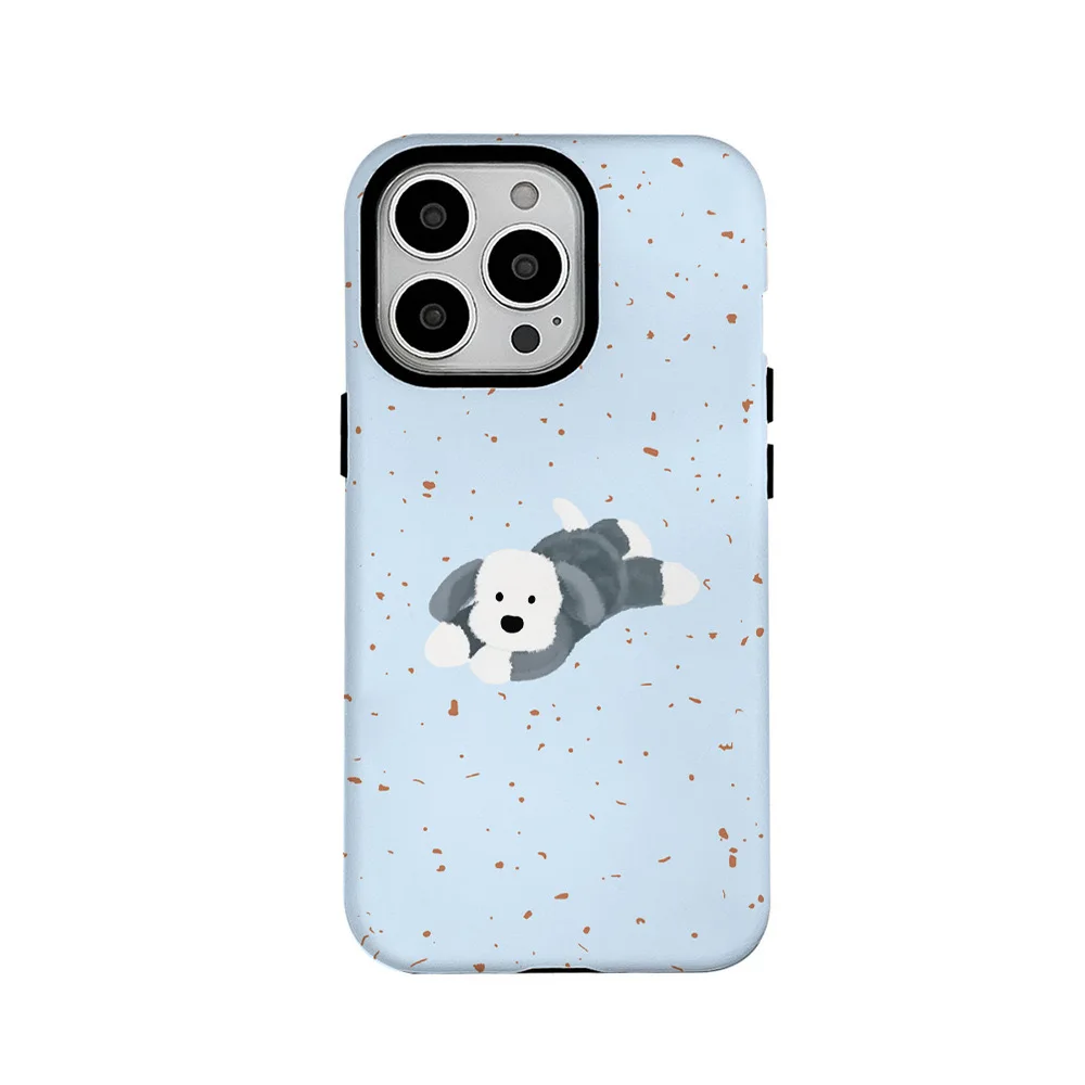 

Blue Colored Polka Dot Dog Phone Case for IPHONE 16 PRO MAX 14 13 12 11 PRO Plus 15pro Acrylic TPU Two in One Mobile Phone Cases