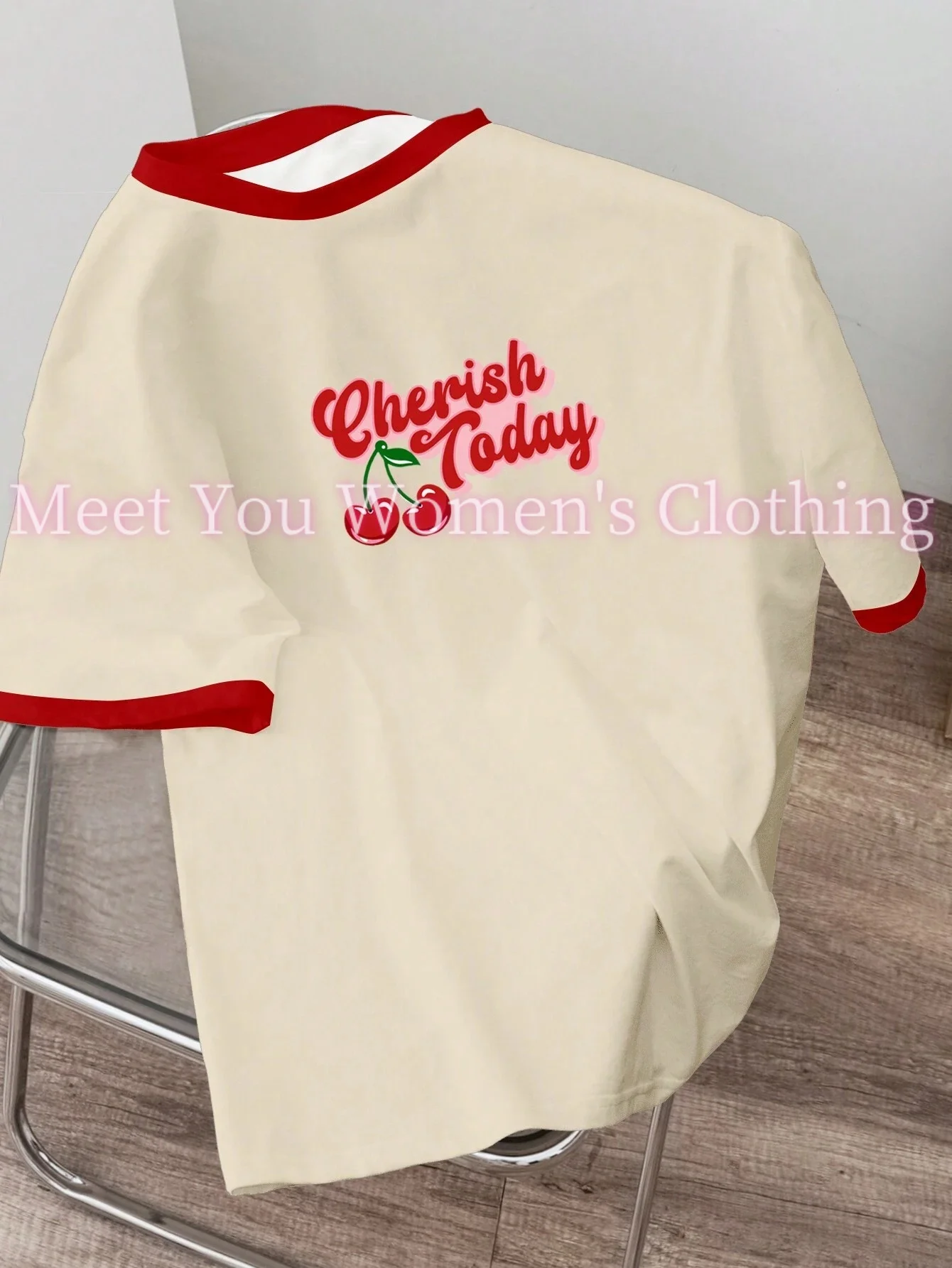 Cherish Vandaag Print Casual o-hals T-shirts Gothic T-shirt Harajuku Korte Mouw T-shirt Vrouwen Zomer Tops Streetwear Kleding