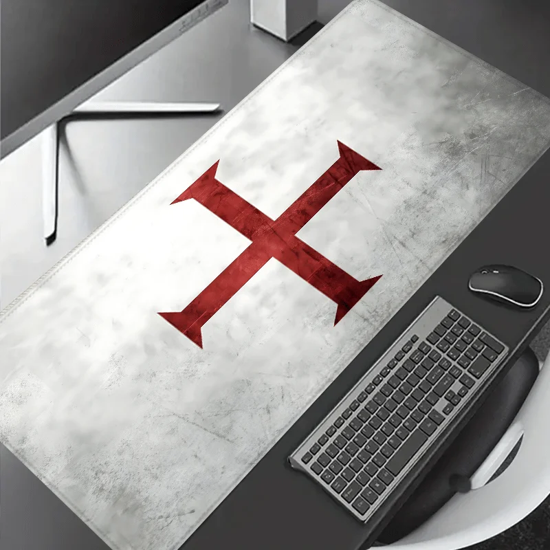 XXL Templar Cross Gaming Mauspad Mittelalterlicher Kreuzritter Rutschfeste Gummi-Mauspads Büroteppich Computertisch Mauspad Schreibtischunterlage