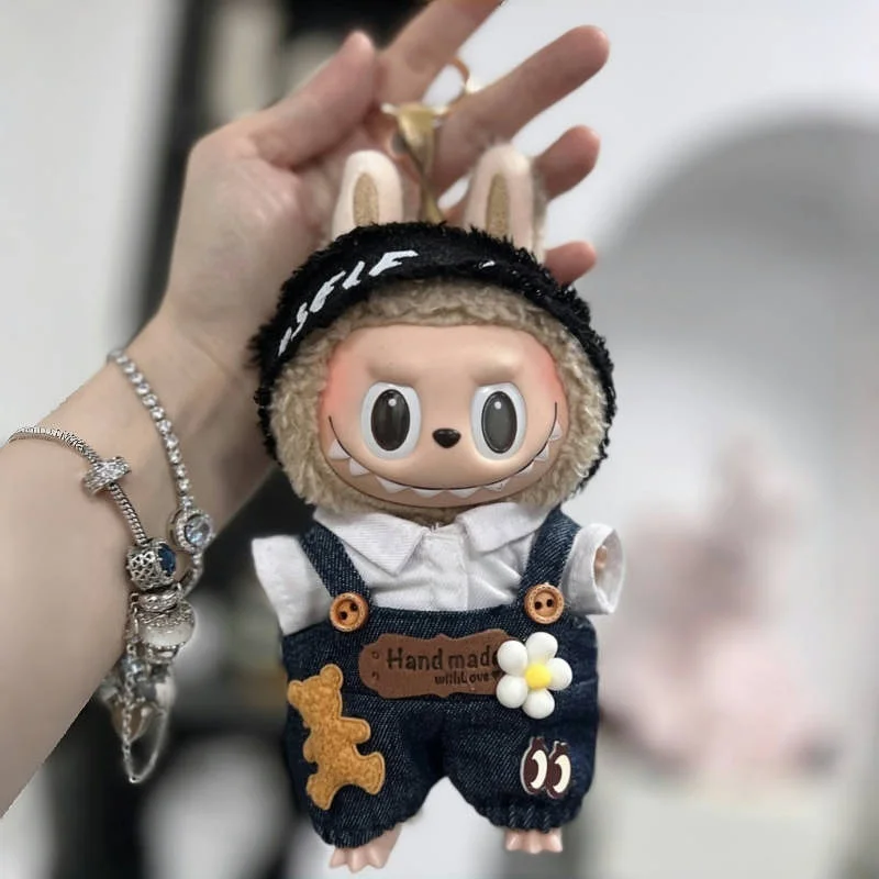 2024 New Monster Labubu 17cm Doll Only Clothes Spring In The Wild Baby Suit Anime Little Clothes Cute Doll Hoodie  Ornaments