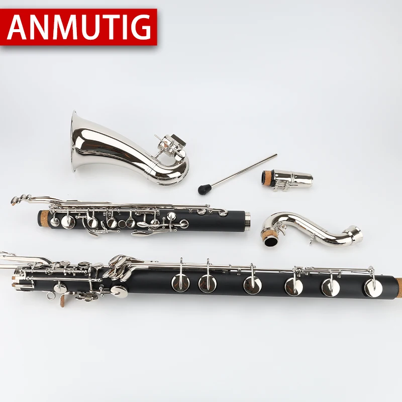 ANMUTIG-Bass Clarinet, Low-C, E, Nickel, Silver, ABS, Ebony Resin, Professional