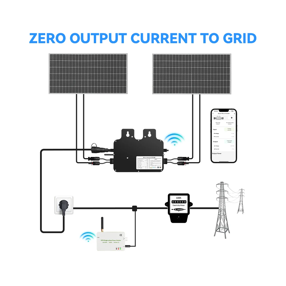 Single Phase Wireless Smart Power Meter for Micro Inverter Energy Meter for   Smart Home for Balcony Solar System