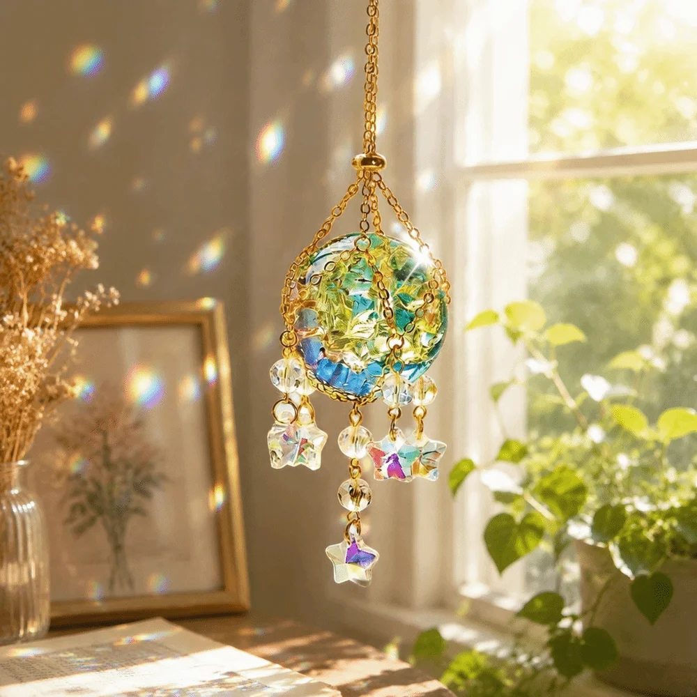 Transparent Crystal Glass Sun Catcher Detachable Decoration Sun Catcher Prism Ball Stainless Steel Chain Spherical