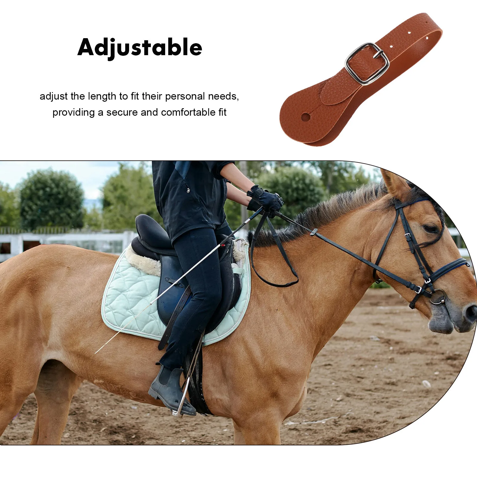 2 قطعة بولي PU قابل للتعديل حفز الفروسية الأشرطة ركوب الخيل والعتاد التدريب العصابات في الهواء الطلق معدات ركوب الخيل #2