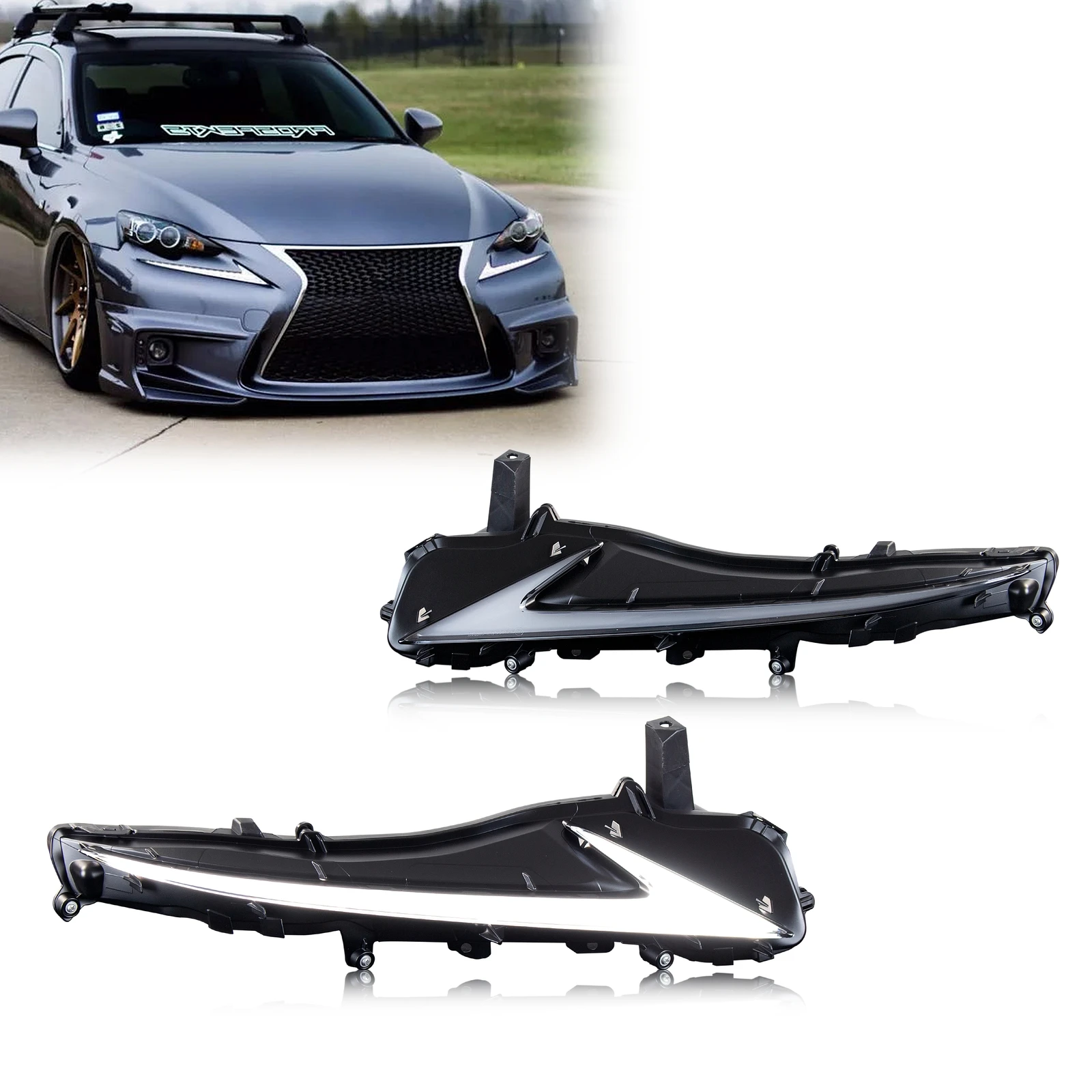 LED-Tagfahrlicht-Set für Lexus IS250 IS350 IS200t IS300 ISF 2017–2020, sequentielles Signal-DRL (nicht passend für 2014–2016)