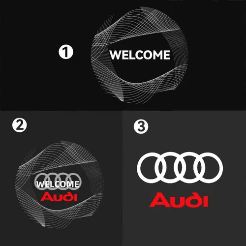 Imagen 2 del producto Para Audi bienvenida luz de puerta de coche A4 A4L A6 A6L Q3 Q5 Q5L Q7 Q8 S1 A7 A8 A5 RS3 RS5 RS6 R8 e-tron TT A3 proyector de iconos dinámicos