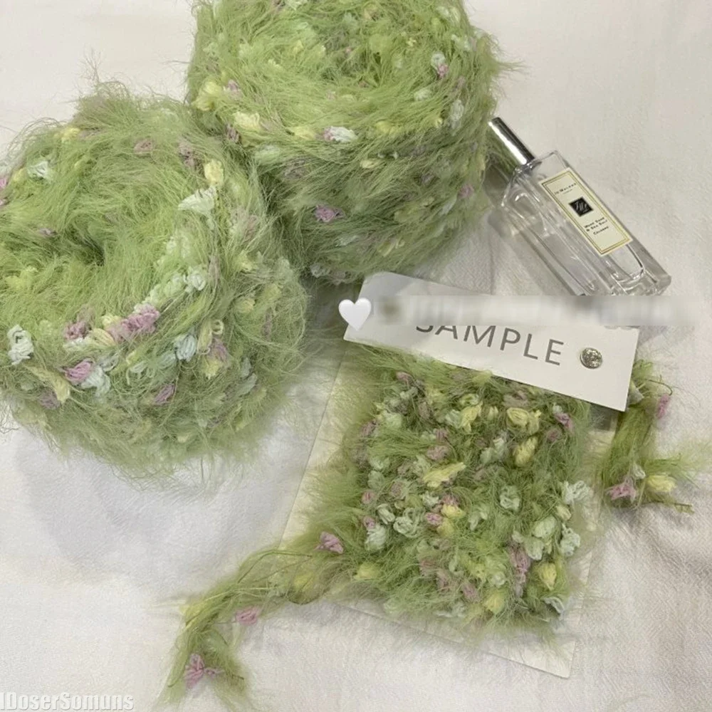 100g Diy Hand Mixed Knitting Yarn Handmade Crochet Stick Needle Green Flower Thread Woven Bag Hair Loop Yarn Decor Garden Series view 2