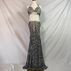 Belly Dance Professional Clothes for Women Cutsomzied Adult Children Bellydance Bra+long Skirt 2pcs Girl's Belly Dancing Outfit