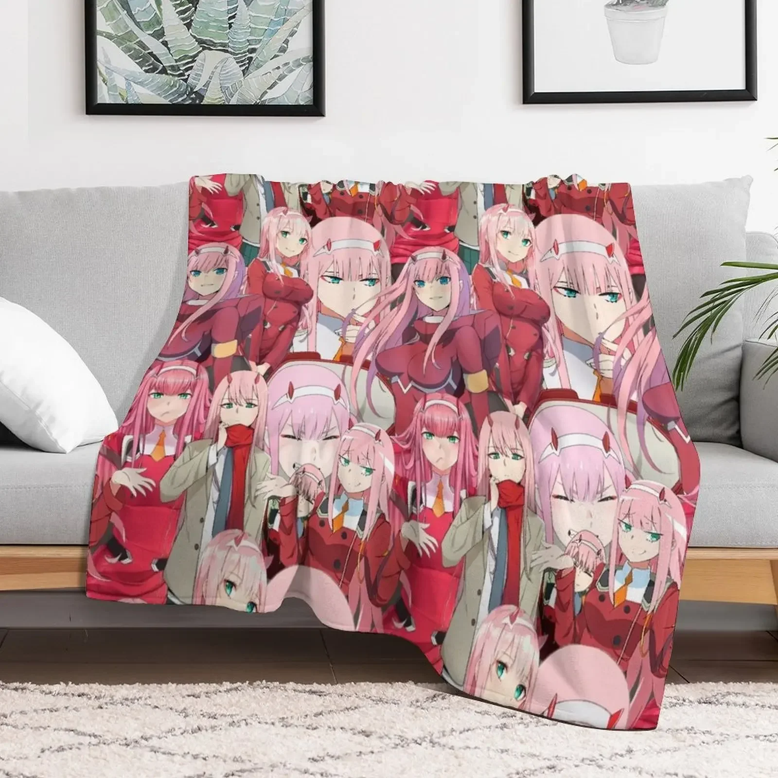 

Zero Two Tribute Pattern Throw Blanket Blankets For Bed Plaid Custom Blankets