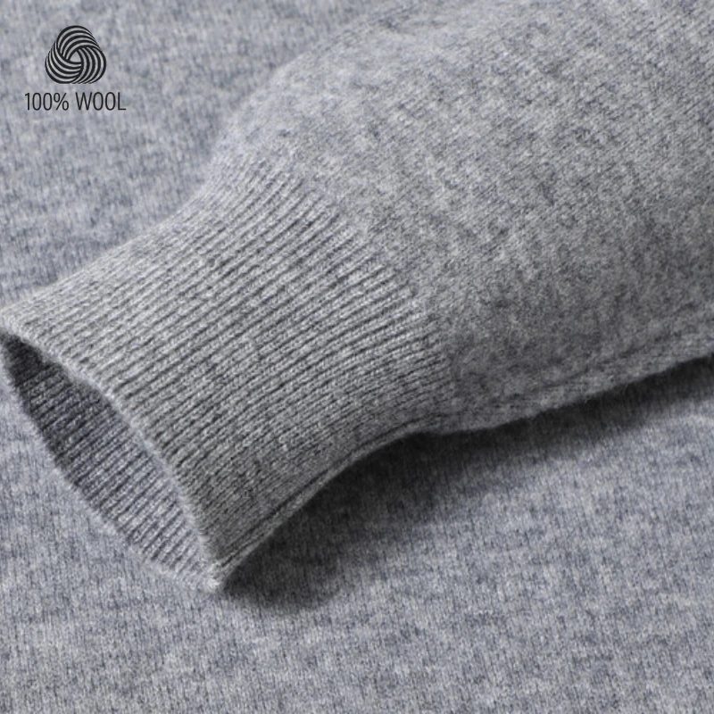 100% Wool. High-quality Men\'s Warm Sweater, Business Casual Stretchable POLO Shirt, Fall/winter Pullover Knitted Sweater.