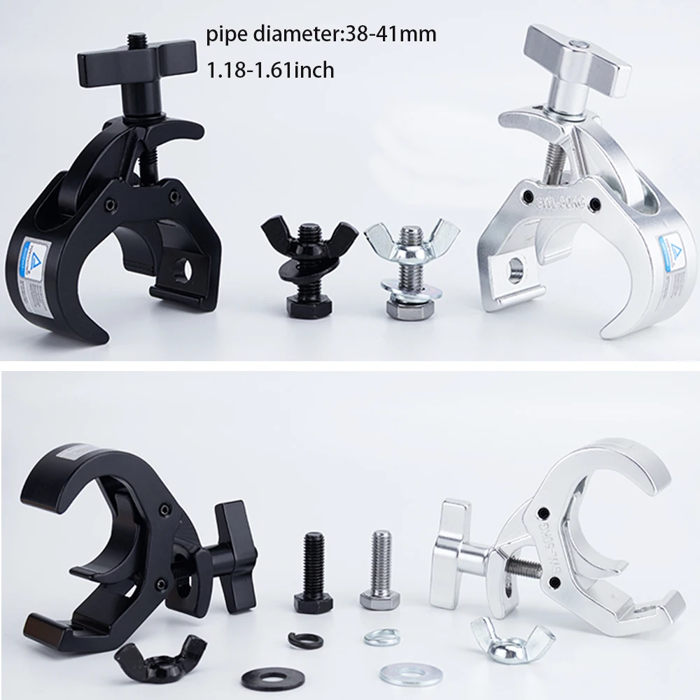 50pcs Mini Hook Quick Rig Clamp Aluminum Alloy Stage Truss Clamp Pipe Diameter 30-41mm 1.61inch SWL 50KG Lighting Hook Clamp
