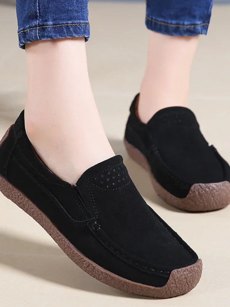 Women Slip on Loafers Shoes for Ballet Flats Ladies Spring Microfiber Retro Flats Shoes Female Spring Moccasins Casual Sneakers