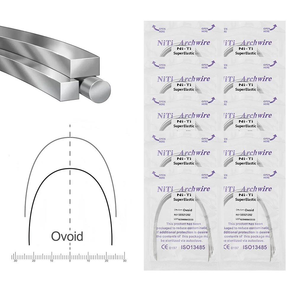 100pcs=10 pcak Super Elastic NiTi Orthodontic Arch Wires - Round, Rectangular, Ovoid Forms for Braces Treatment