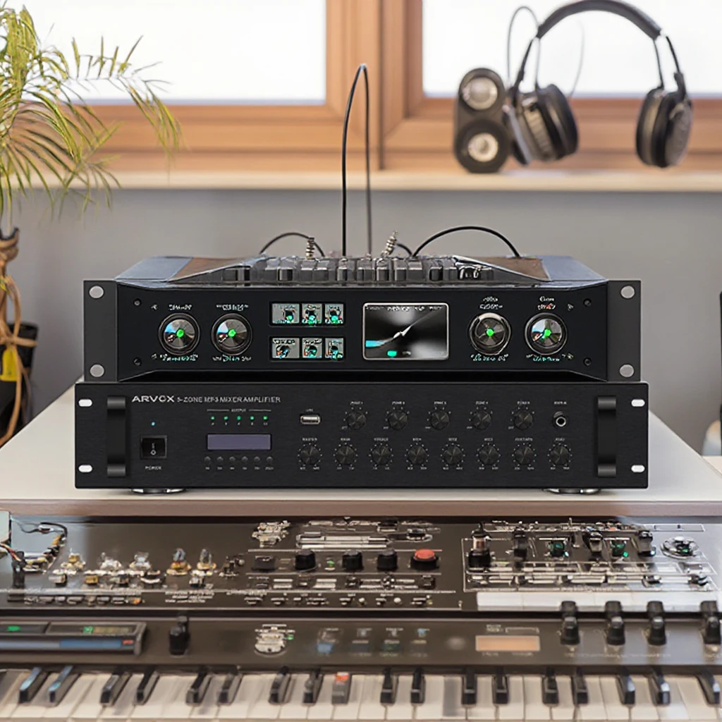 2025Professional 360W Audio Power Amplifier 5 Zone 2 Mic PA System New Condition BT Mixer for Public Address and Announcements
