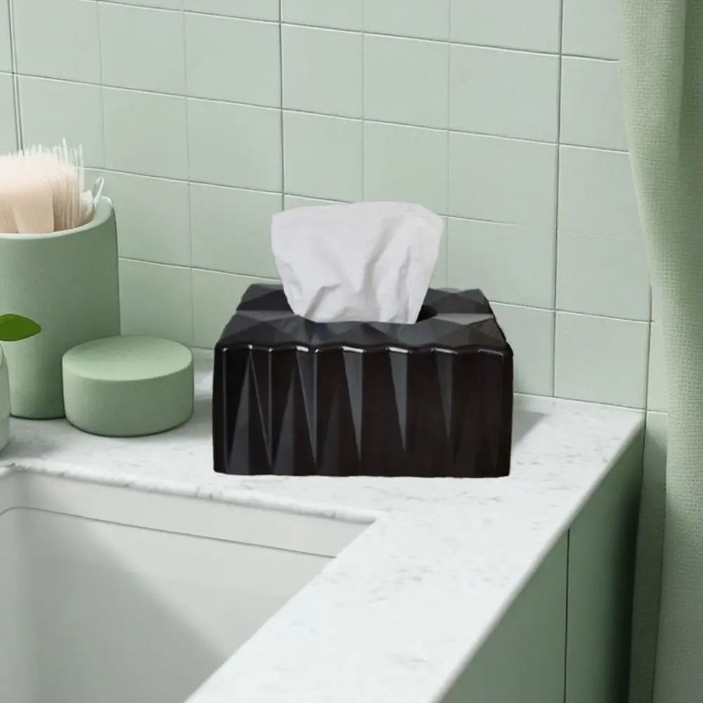 

Durable Minimalist Draw Tissue Box Waterproof Plastic Paper Holder Black and White Dustproof Tissue Container Living Room