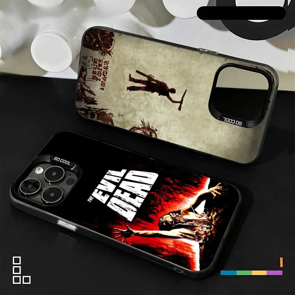 فيلم رعب الشر الميت جراب هاتف ماتي الملونة الفضة آيفون 16 15 14 13 12 11 برو ماكس زائد XS X غطاء صلب مقاوم للصدمات