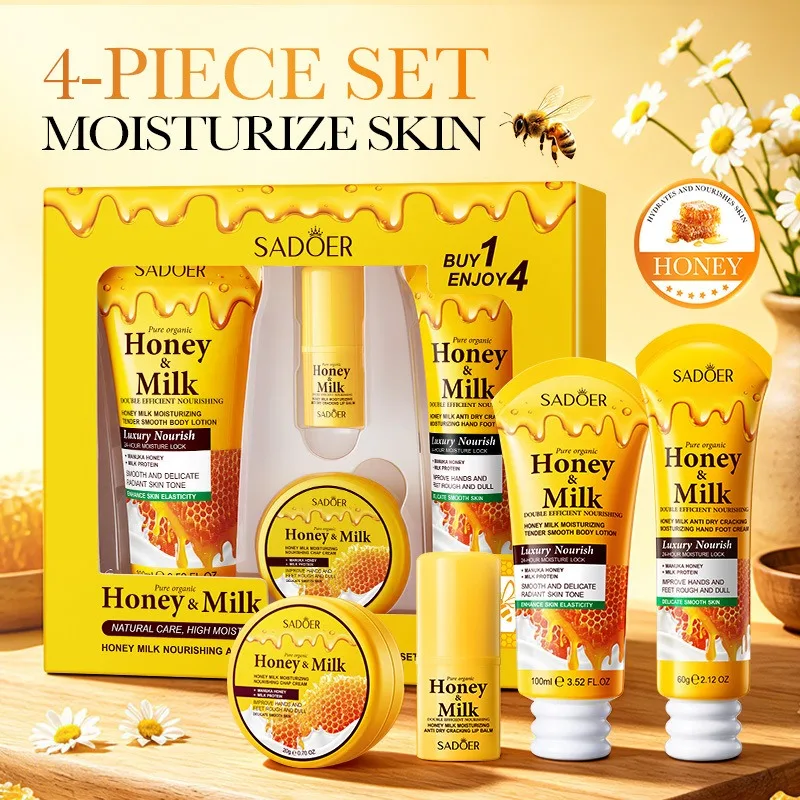 Honey Milk Nourishing Anti-Cracking Care 4-Piece Set Hydrating Moisturizing Repairing Skin Care Kit