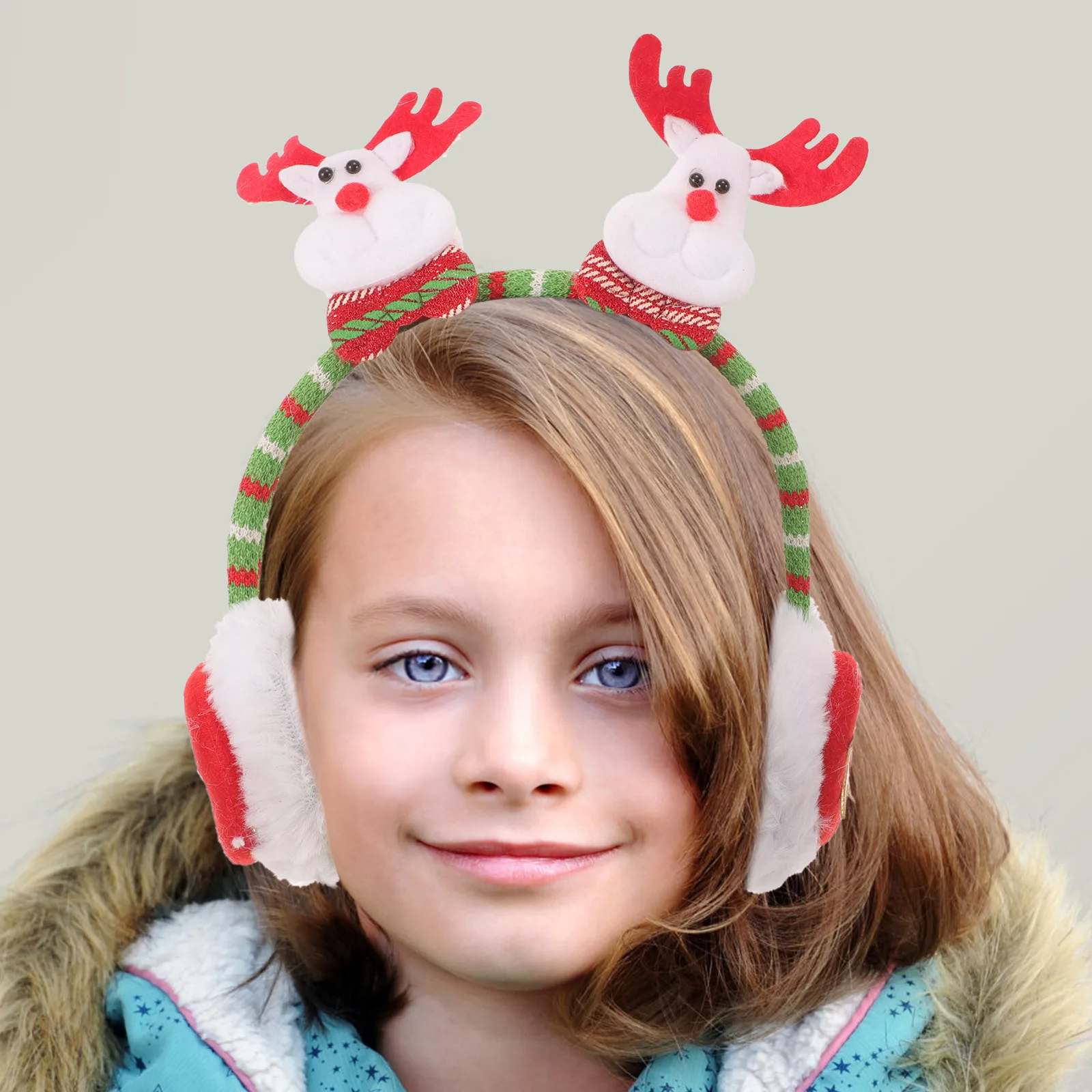 

Christmas Earmuff Winter Warm Elk Print Ear Warmer Outdoor Cold Protection Women Gift Christmas Earmuff
