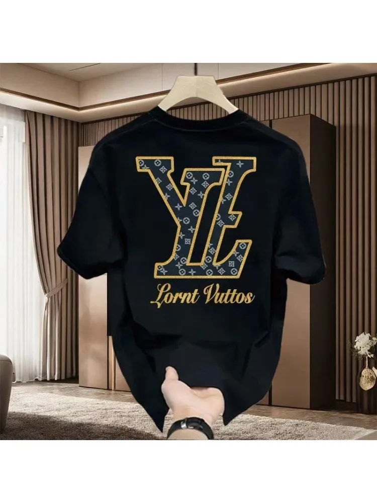 AliExpress NONE 2026 New Hot Super Large Luxury T Shirt Fashion Printed T Shirt for Men Spring/Summer Round Neck Casual Tops Women's Wear