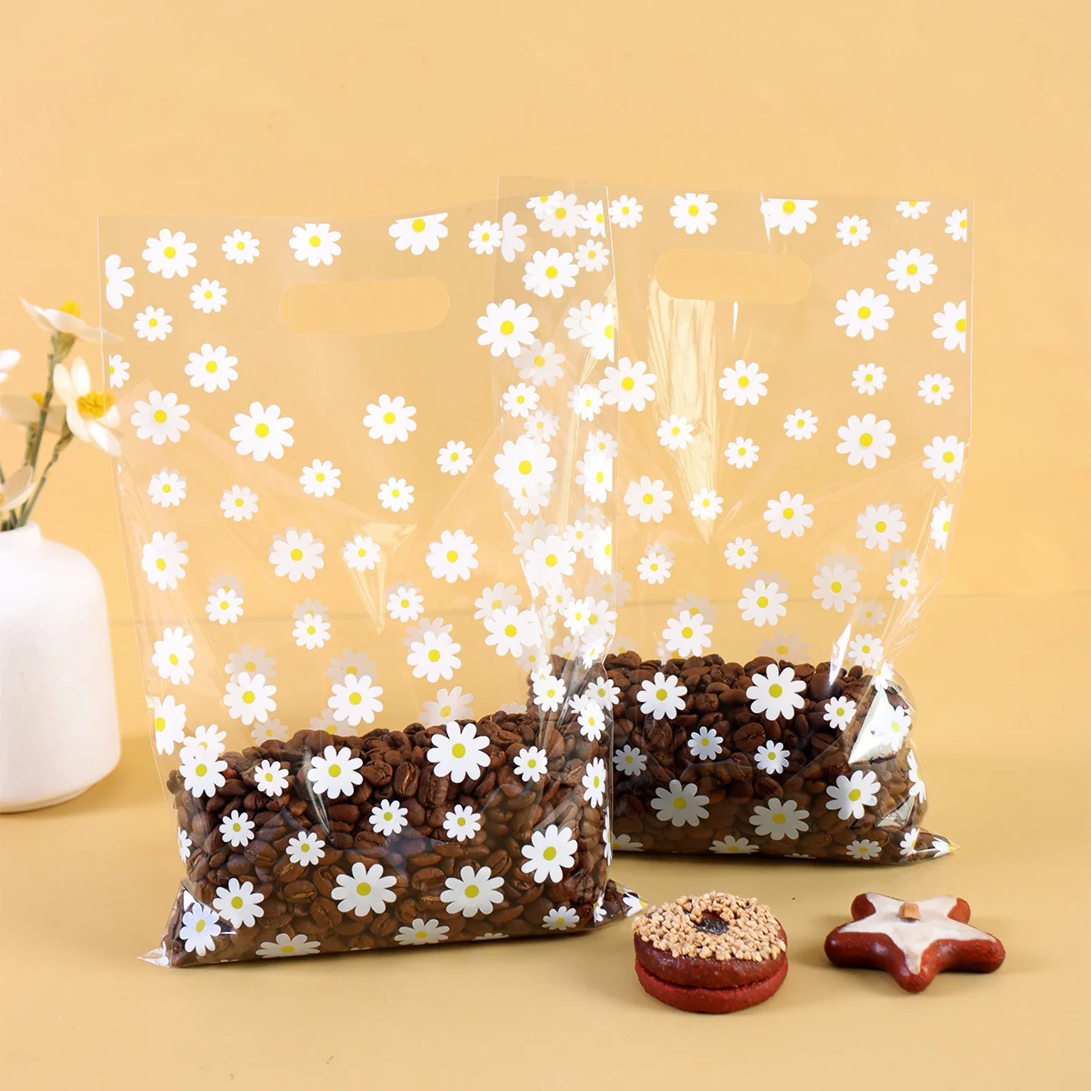 25/50/100 Stück Gänseblümchen-Geschenktüten, Frühlings-Motto-Handtaschen, Snack-Geschenkverpackung zum 1. Geburtstag für saisonale Partygeschenke – Detail 2
