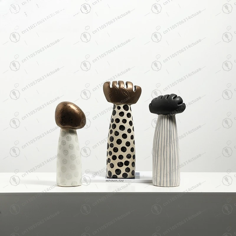 

Designer Abstract Hand-Painted Ceramic Mushroom - Modern Light Luxury Home Decor for Showflat & Wine Cabinet