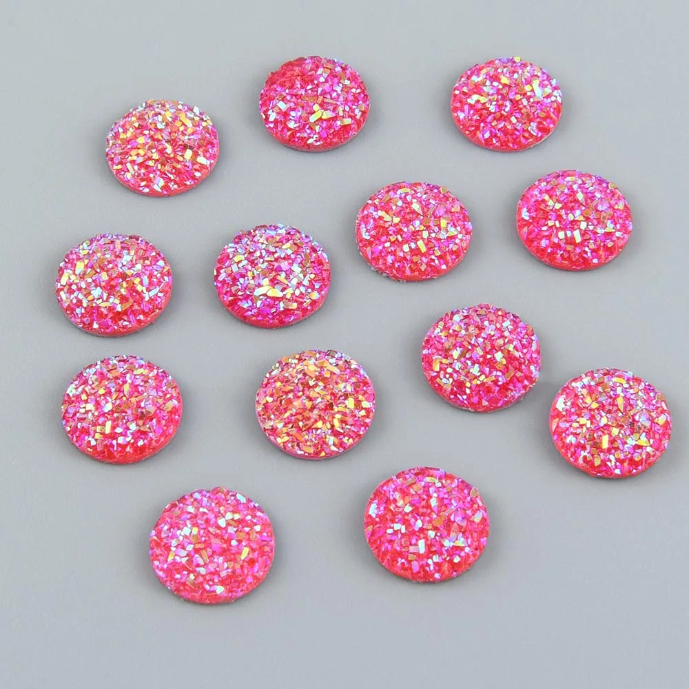 60pcs 12mm Round Bling Irregularity Surface Ore AB Flatback Resin Rhinestone Beads Makeup and Wedding Arrangements Home Decor