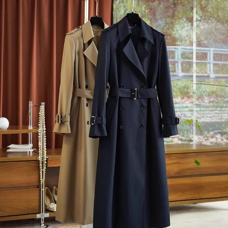 

2026 Fashion Trench Coat Women's X-long Windbreaker Spring Autumn Double-breasted Sashes Casual Tops Outerwear Streetwear Trench