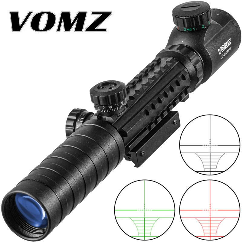 VOMZ 3-9x32 EG Hunting Scope Red  Green Dot Illuminated Sight Tactical Sniper Scopes with Rail Size 11 20mm For Air Gun