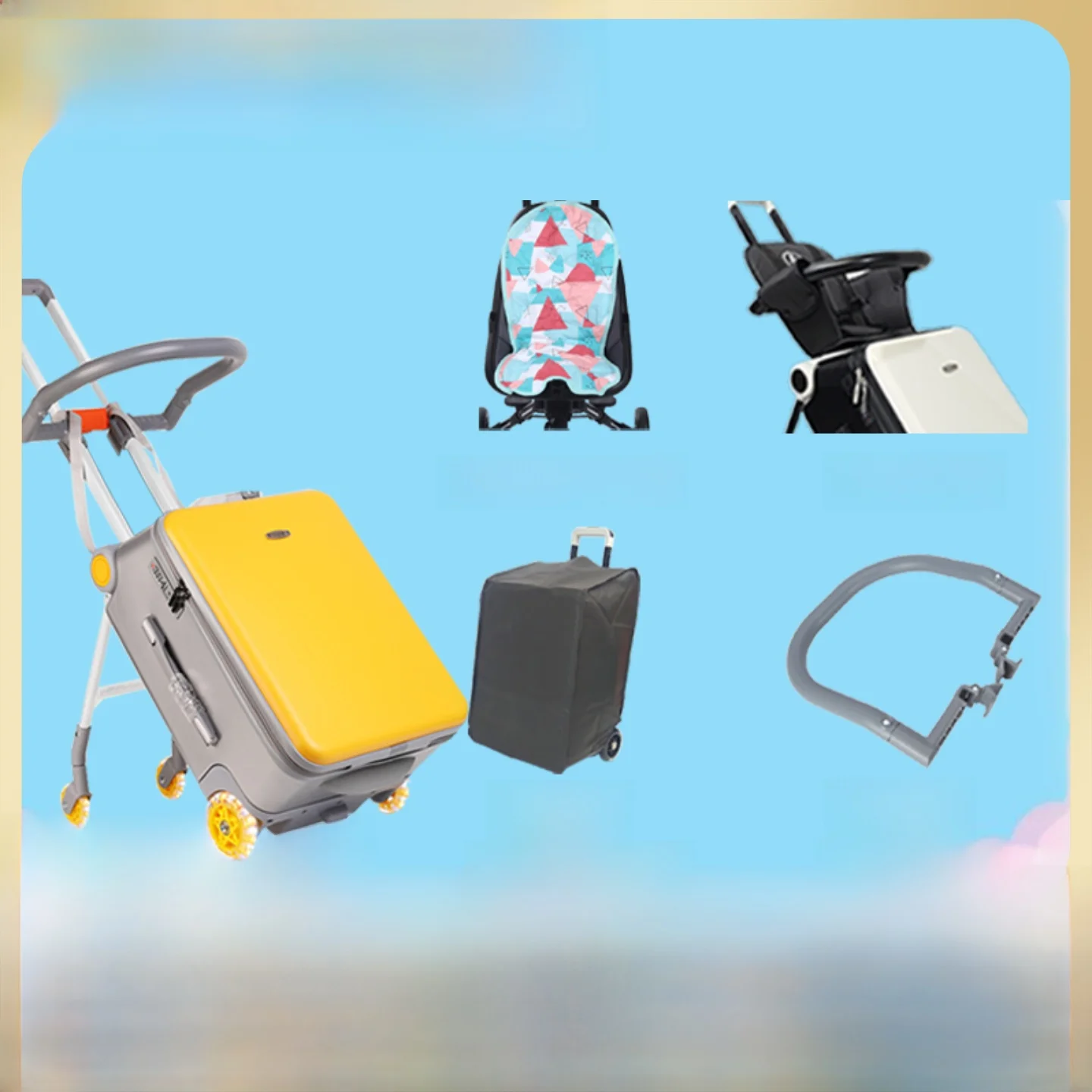 Children's Suitcase with  And Handlebar Se Belt Protection Accories Can Sit And Ride Fence Protection Toy Carriage