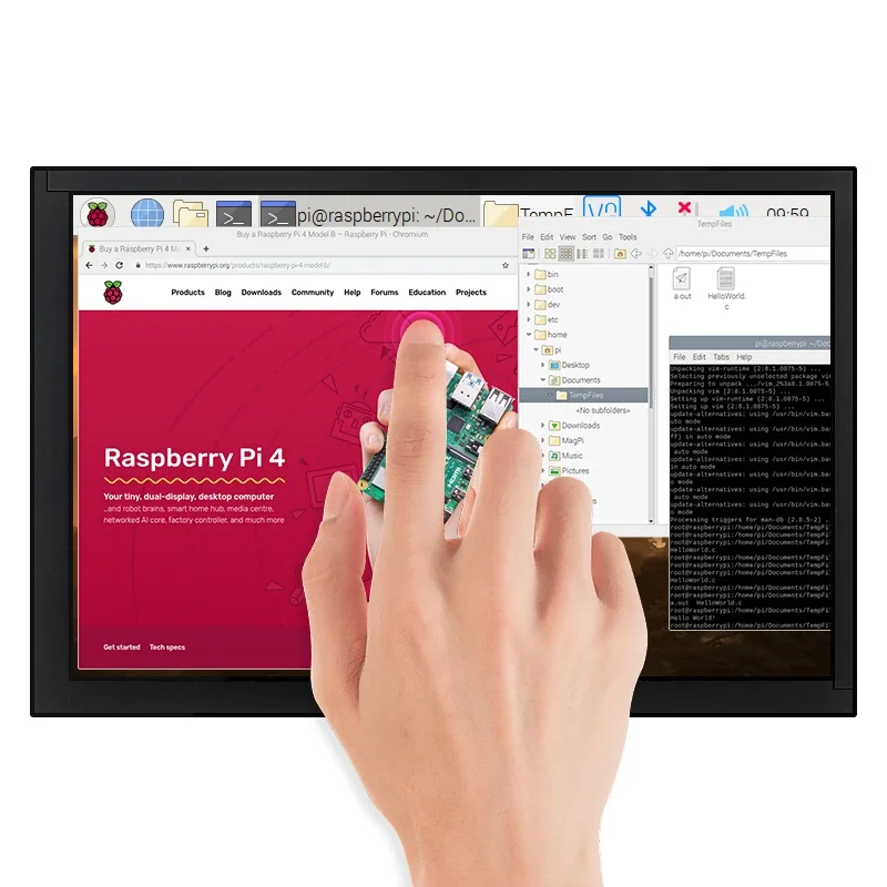 Raspberry Pi-pantalla táctil LCD IPS de 1280 pulgadas para ordenador, monitor para switch Xbox 800, compatible con HDMI, pi 10,1, 360x5/4