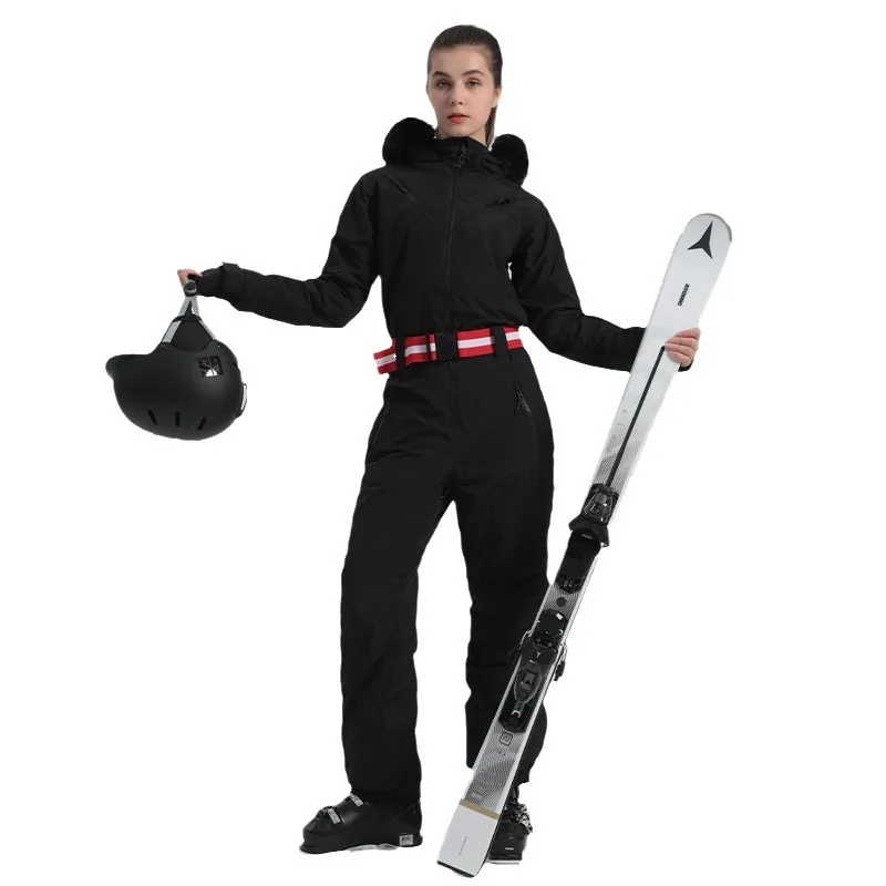 Inverno donna nuova tuta da sci di un pezzo tuta da neve femminile vestiti antivento donna sci Sport montagna set da sci con cappuccio impermeabile