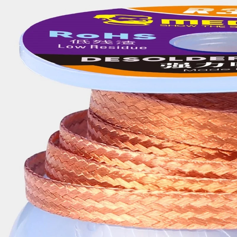Mecánico R350 1,0/1,5/2,0/2,5/3,0/3,5/4,0mm de ancho, 1,5 m de longitud, desoldador, trenza, removedor de soldadura de cobre puro, cable de mecha