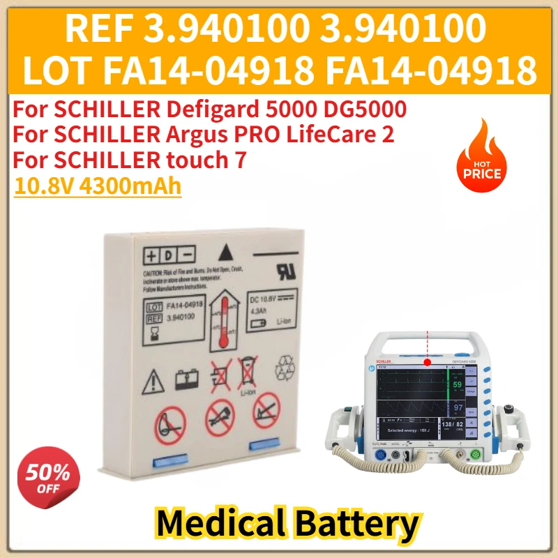 

Brand New 3.940100 DG5000 High Quality Medical Battery 10.8V 4300mAh For SCHILLER Defigard 5000 DG5000 Monitoring Defibrillator