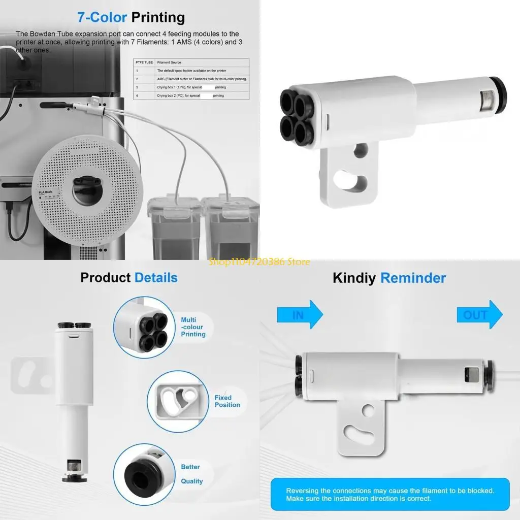 

K0EA Printer Part 4-In-1 PTFE Adapter Material Pipe Expansion Port Connector