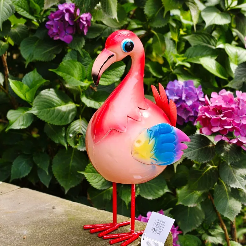 Nordic Wrought Iron Flamingo Sculpture Ornament Outdoor Balcony Villa Courtyard Animal Landscaping Garden Decoration Accessories