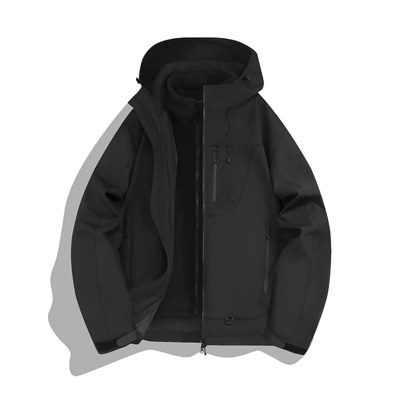 

New Unisex Outdoor Jacket Fleece-Lined Thickened Waterproof Windproof Breathable Hooded Ideal for Winter Sports & Casual Wear