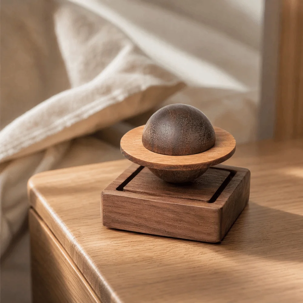 Handmade Wooden Essential Oil Diffuser Jupiter Shape Creative Planetary Diffuser Elegance Compact Car Ornament Indoor Use