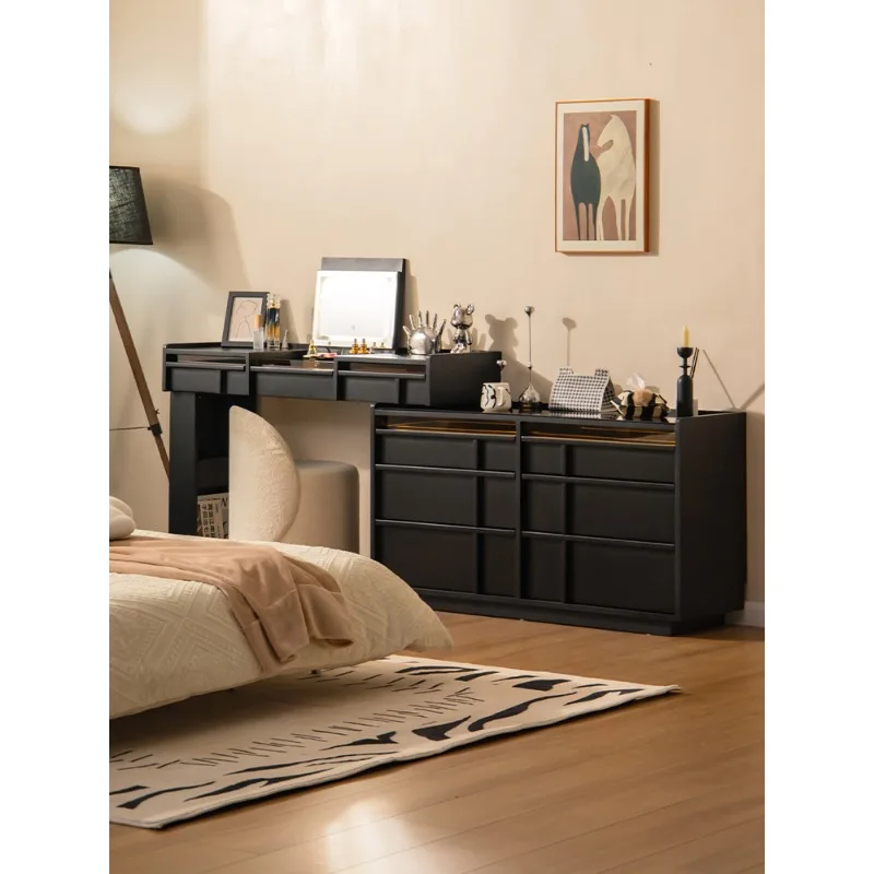 

French retro solid wood flip dresser chest integrated bedroom antique makeup table end of bed