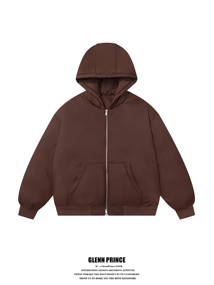 

Мужская хлопковая куртка GPstudio с флисовой подкладкой и капюшоном, свободного кроя, молодежная, для повседневной носки, теплая, с длинными рукавами, на молнии