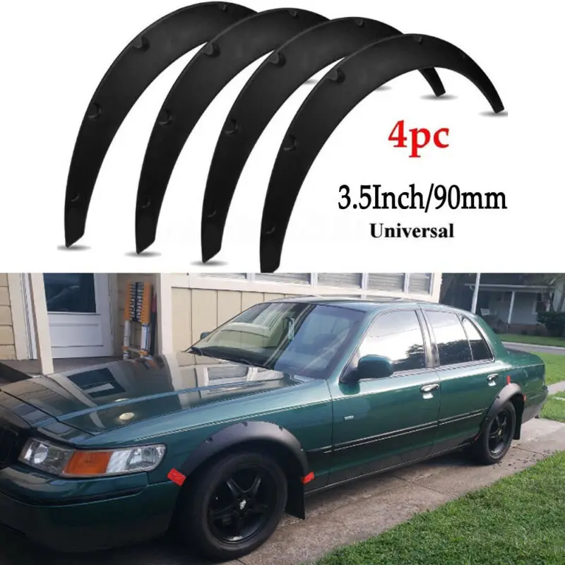 4Pcs Car Wheel Eyebrow Fender Flares ABS Fender Flexible Mudguards Wide Body Wheel Arches Universal Accessories